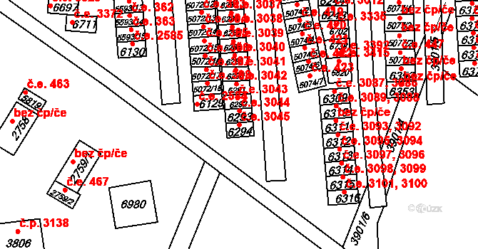 Zlín 3045 na parcele st. 6294 v KÚ Zlín, Katastrální mapa