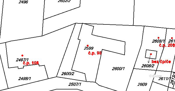 Poruba 95, Ostrava na parcele st. 2599 v KÚ Poruba, Katastrální mapa