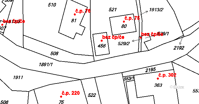 Bílý Potok 38444224 na parcele st. 456 v KÚ Bílý Potok pod Smrkem, Katastrální mapa