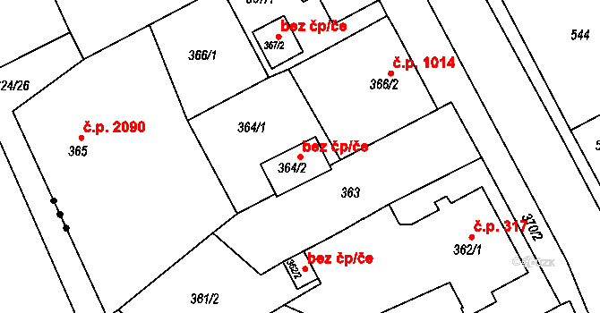 Sokolov 38554224 na parcele st. 364/2 v KÚ Sokolov, Katastrální mapa