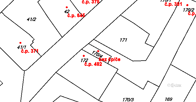 Lednice 40769224 na parcele st. 170/4 v KÚ Lednice na Moravě, Katastrální mapa