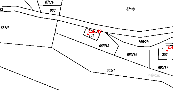 Zálužné 49, Vítkov, Katastrální mapa