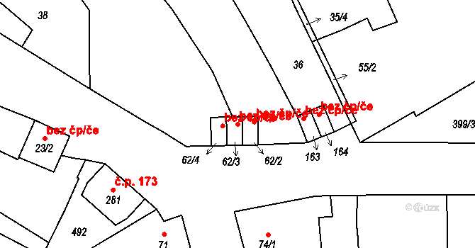 Kožušany-Tážaly 43176224 na parcele st. 62/3 v KÚ Kožušany, Katastrální mapa