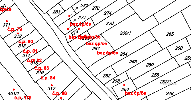 Velešovice 45873224 na parcele st. 267 v KÚ Velešovice, Katastrální mapa