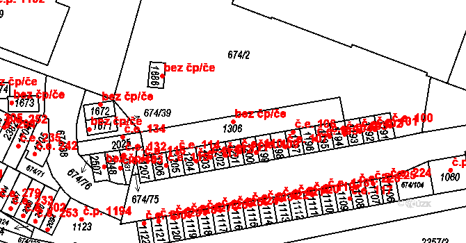 Rosice 46052224 na parcele st. 1306 v KÚ Rosice u Brna, Katastrální mapa