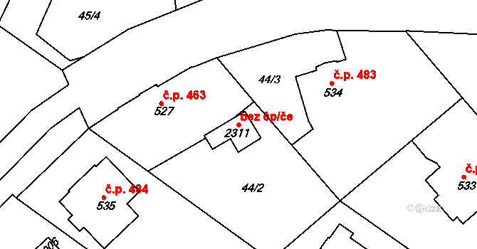 Tišnov 49408224 na parcele st. 2311 v KÚ Tišnov, Katastrální mapa