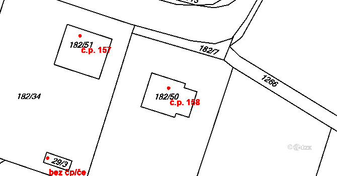 Libníč 158 na parcele st. 182/50 v KÚ Libníč, Katastrální mapa