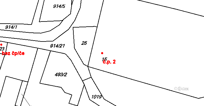 Rukáveč 2, Milevsko na parcele st. 15 v KÚ Rukáveč, Katastrální mapa