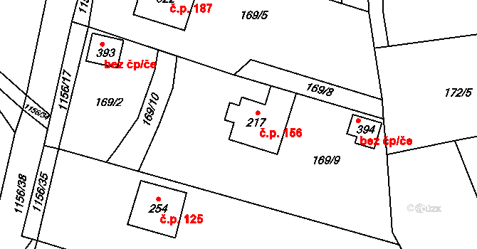 Mistrovice 156 na parcele st. 217 v KÚ Mistrovice nad Orlicí, Katastrální mapa