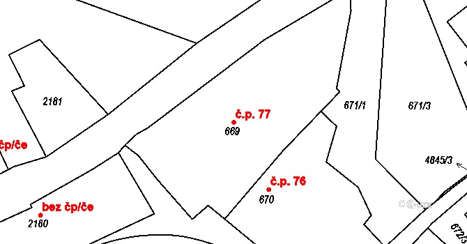 Choceňské Předměstí 77, Vysoké Mýto na parcele st. 669 v KÚ Vysoké Mýto, Katastrální mapa