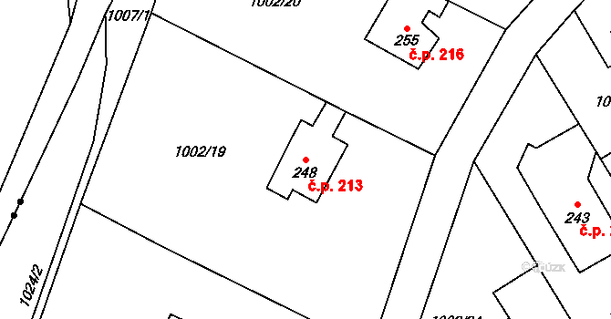 Velká Ves 213, Broumov na parcele st. 248 v KÚ Velká Ves u Broumova, Katastrální mapa