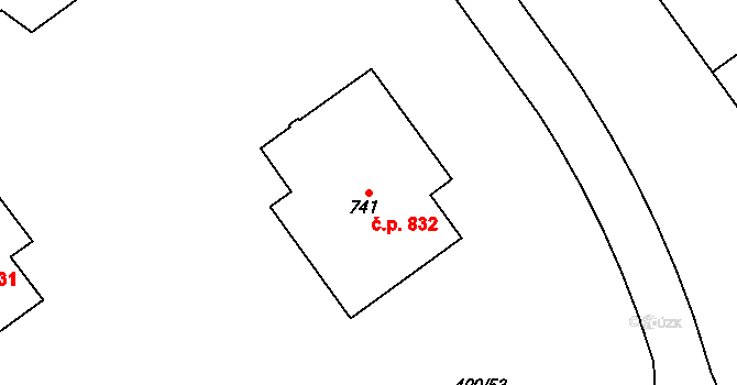 Studánka 832, Pardubice na parcele st. 741 v KÚ Studánka, Katastrální mapa
