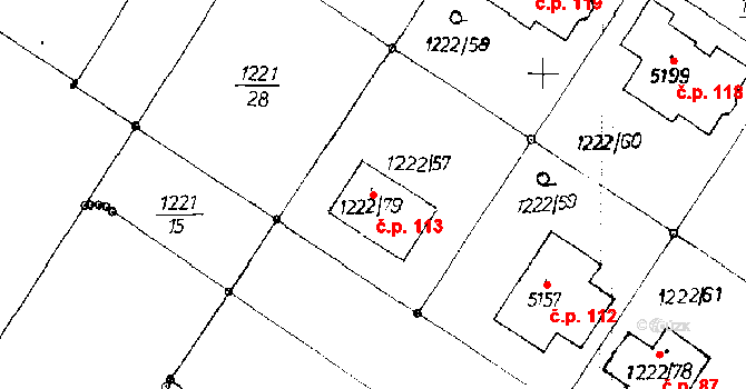 Poděbrady V 113, Poděbrady na parcele st. 1222/79 v KÚ Poděbrady, Katastrální mapa