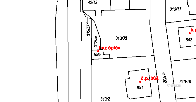 Krhanice 95440224 na parcele st. 1068 v KÚ Krhanice, Katastrální mapa