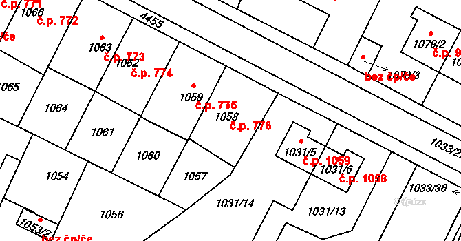 Chotěboř 776 na parcele st. 1058 v KÚ Chotěboř, Katastrální mapa