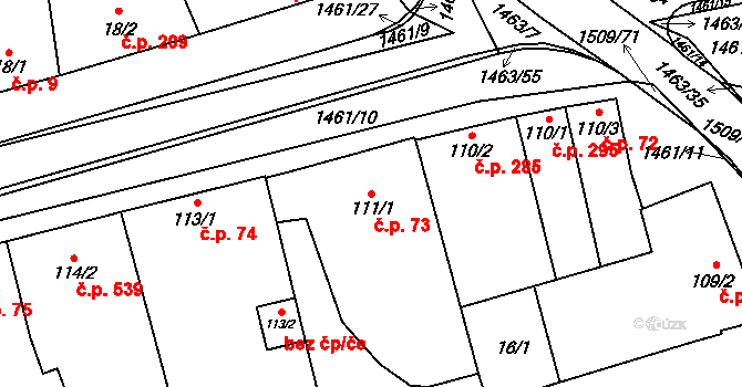 Kvasice 73 na parcele st. 111/1 v KÚ Kvasice, Katastrální mapa
