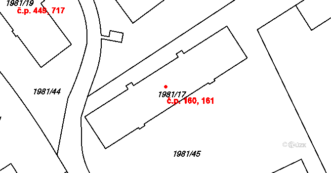 Přerov I-Město 160,161, Přerov na parcele st. 1981/17 v KÚ Přerov, Katastrální mapa