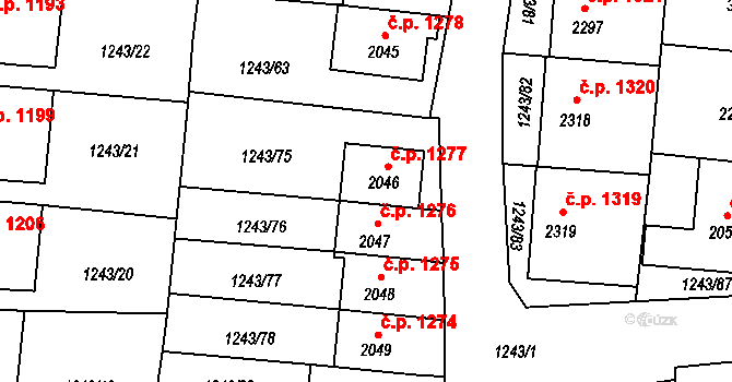 Lipník nad Bečvou I-Město 1277, Lipník nad Bečvou na parcele st. 2046 v KÚ Lipník nad Bečvou, Katastrální mapa