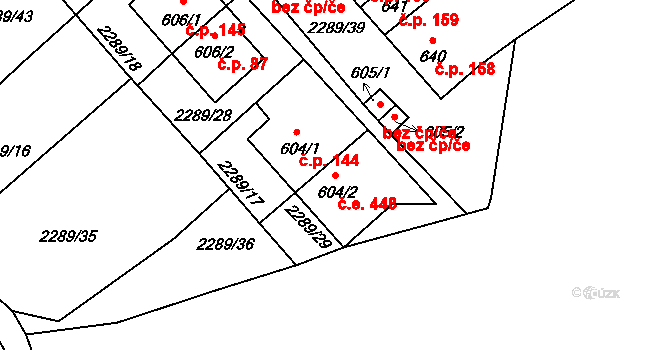 Antonínov 448, Josefův Důl na parcele st. 604/2 v KÚ Antonínov, Katastrální mapa