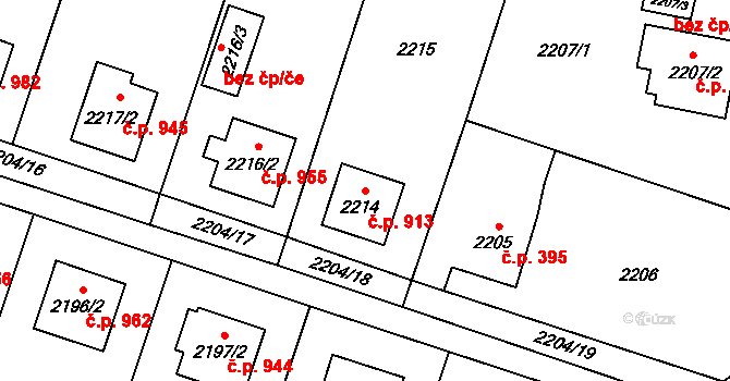 Vratimov 913 na parcele st. 2214 v KÚ Vratimov, Katastrální mapa