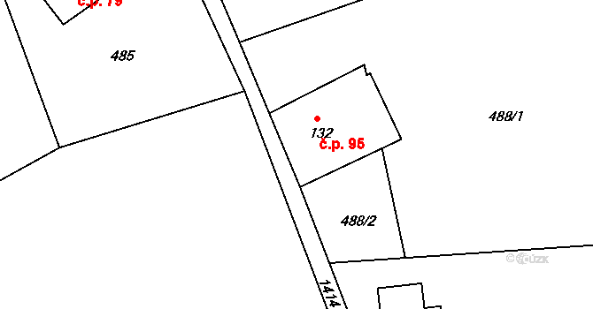 Horní Světlá 95, Mařenice na parcele st. 132 v KÚ Horní Světlá pod Luží, Katastrální mapa