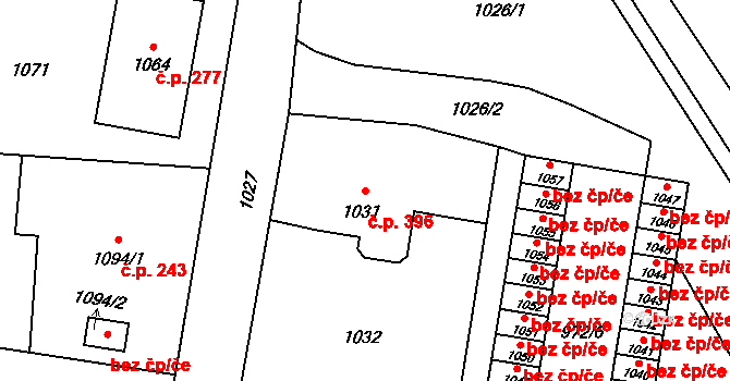 Vrbno pod Pradědem 396 na parcele st. 1031 v KÚ Vrbno pod Pradědem, Katastrální mapa