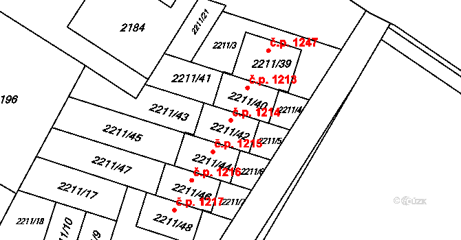 Rýmařov 1214 na parcele st. 2211/42 v KÚ Rýmařov, Katastrální mapa