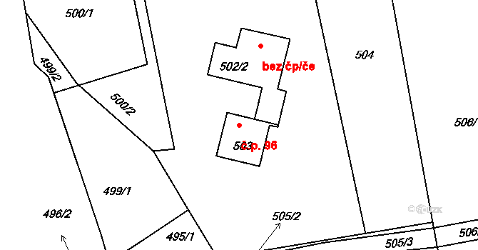 Dolní Těrlicko 96, Těrlicko na parcele st. 503 v KÚ Dolní Těrlicko, Katastrální mapa