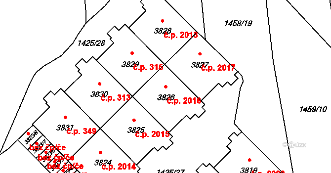 Šumperk 2016 na parcele st. 3826 v KÚ Šumperk, Katastrální mapa