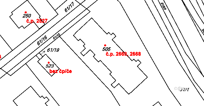 Šumperk 2668,2669 na parcele st. 505 v KÚ Dolní Temenice, Katastrální mapa