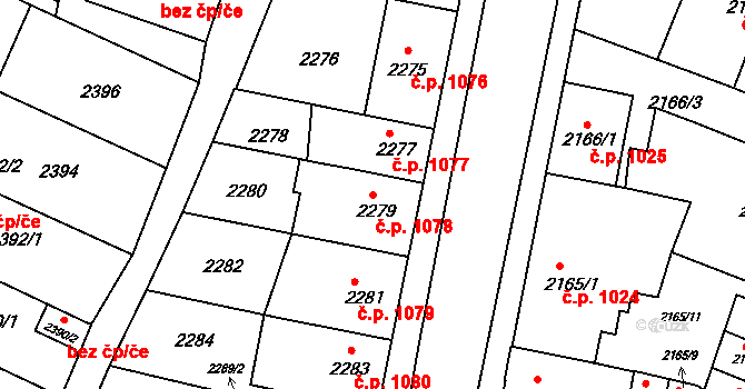 Boskovice 1078 na parcele st. 2279 v KÚ Boskovice, Katastrální mapa