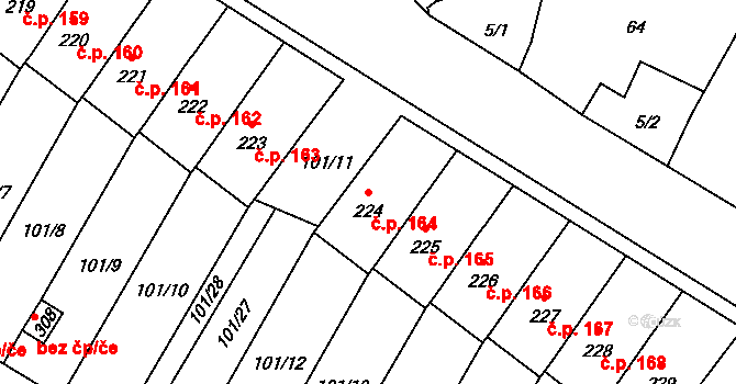 Cerekvice nad Loučnou 164 na parcele st. 224 v KÚ Cerekvice nad Loučnou, Katastrální mapa