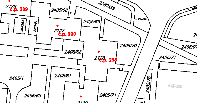 Starý Lískovec 295, Brno na parcele st. 2128 v KÚ Starý Lískovec, Katastrální mapa