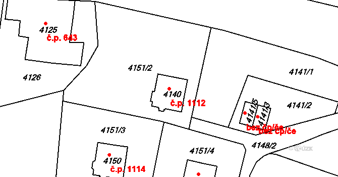 Smržovka 1112 na parcele st. 4140 v KÚ Smržovka, Katastrální mapa