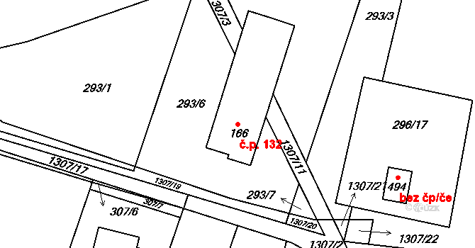 Nová Ves 132, Frýdlant nad Ostravicí na parcele st. 166 v KÚ Nová Ves u Frýdlantu nad Ostravicí, Katastrální mapa