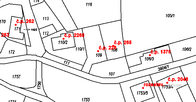 Turnov 228 na parcele st. 109 v KÚ Turnov, Katastrální mapa