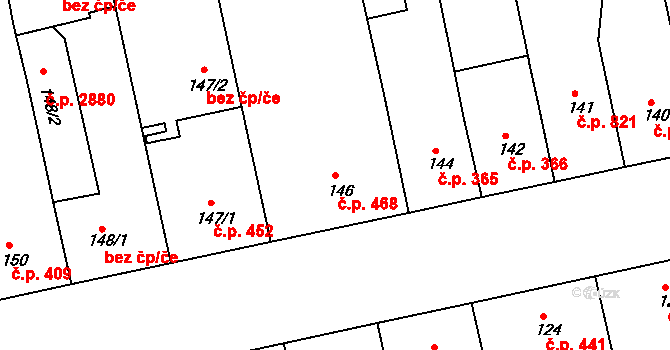 Žižkov 468, Praha na parcele st. 146 v KÚ Žižkov, Katastrální mapa