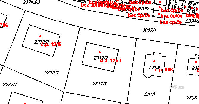 Braník 1250, Praha na parcele st. 2311/2 v KÚ Braník, Katastrální mapa