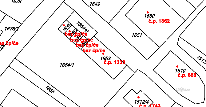 Liberec XXX-Vratislavice nad Nisou 1330, Liberec na parcele st. 1653 v KÚ Vratislavice nad Nisou, Katastrální mapa