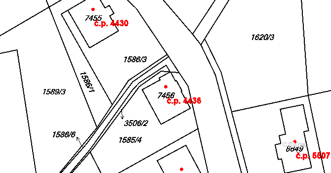 Zlín 4436 na parcele st. 7456 v KÚ Zlín, Katastrální mapa