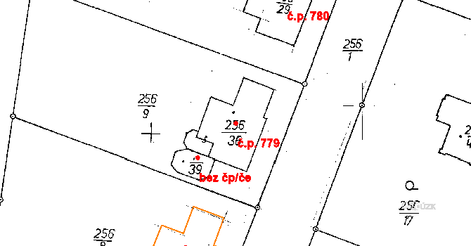 Poděbrady II 779, Poděbrady na parcele st. 256/36 v KÚ Poděbrady, Katastrální mapa