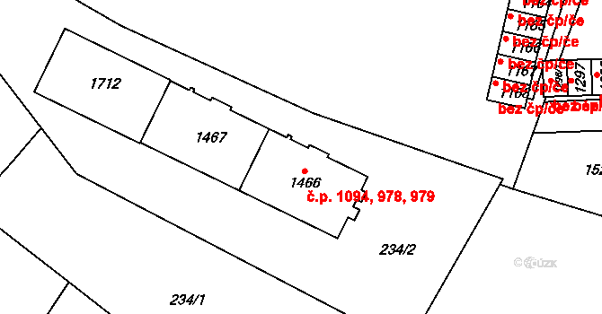 Polná 978,979,1094 na parcele st. 1466 v KÚ Polná, Katastrální mapa