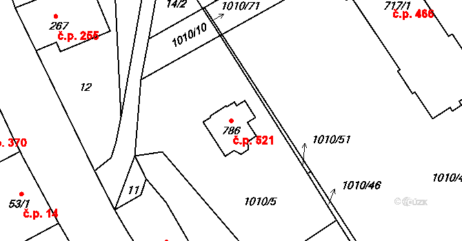 Stará Paka 521 na parcele st. 786 v KÚ Stará Paka, Katastrální mapa