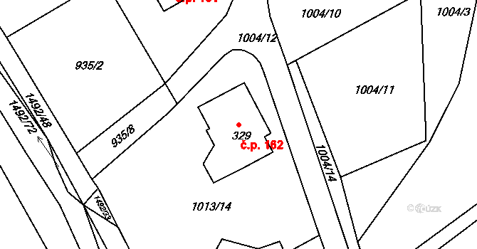 Písečná 162 na parcele st. 329 v KÚ Písečná u Žamberka, Katastrální mapa