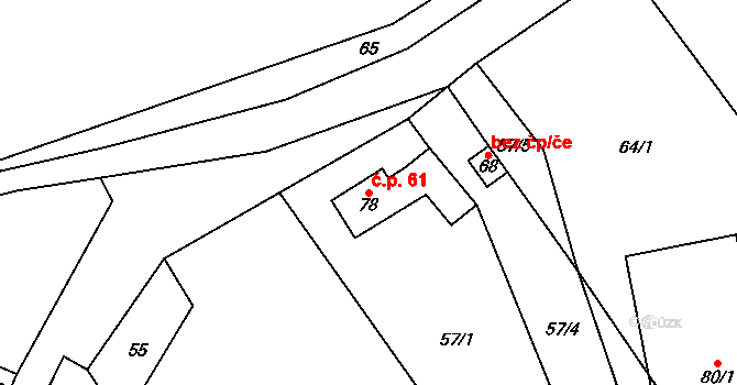 Synalov 61 na parcele st. 78 v KÚ Synalov, Katastrální mapa