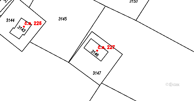 Harrachov 227, Rýmařov na parcele st. 3146 v KÚ Rýmařov, Katastrální mapa