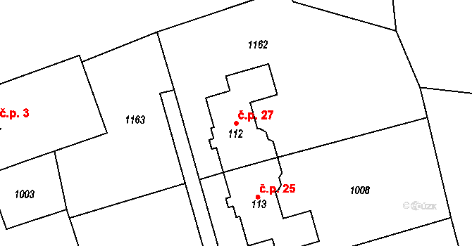 Dolní Lipka 27, Králíky na parcele st. 112 v KÚ Dolní Lipka, Katastrální mapa