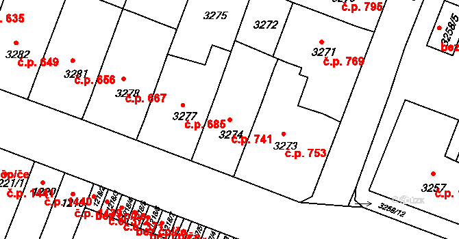 Předměstí 741, Litoměřice na parcele st. 3274 v KÚ Litoměřice, Katastrální mapa