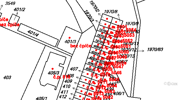 Kamenice nad Lipou 5007 na parcele st. 406/5 v KÚ Kamenice nad Lipou, Katastrální mapa