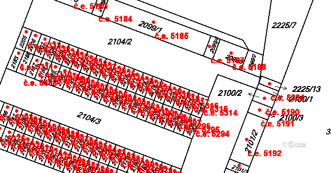 Kadaň 5318 na parcele st. 2220 v KÚ Kadaň, Katastrální mapa